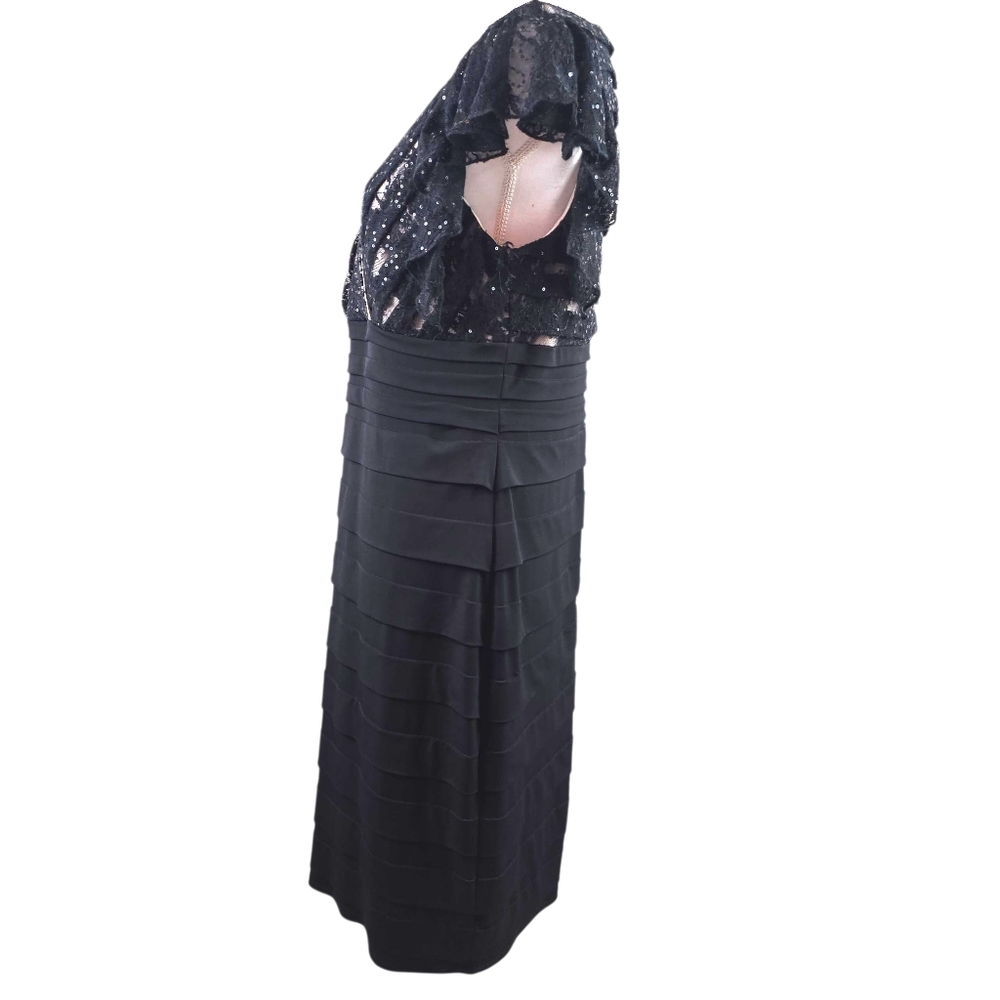 Melrose Bodycon Flutter Sleeve Black Lace Ruffled Cocktail Dress In 16 - Picture 3 of 8